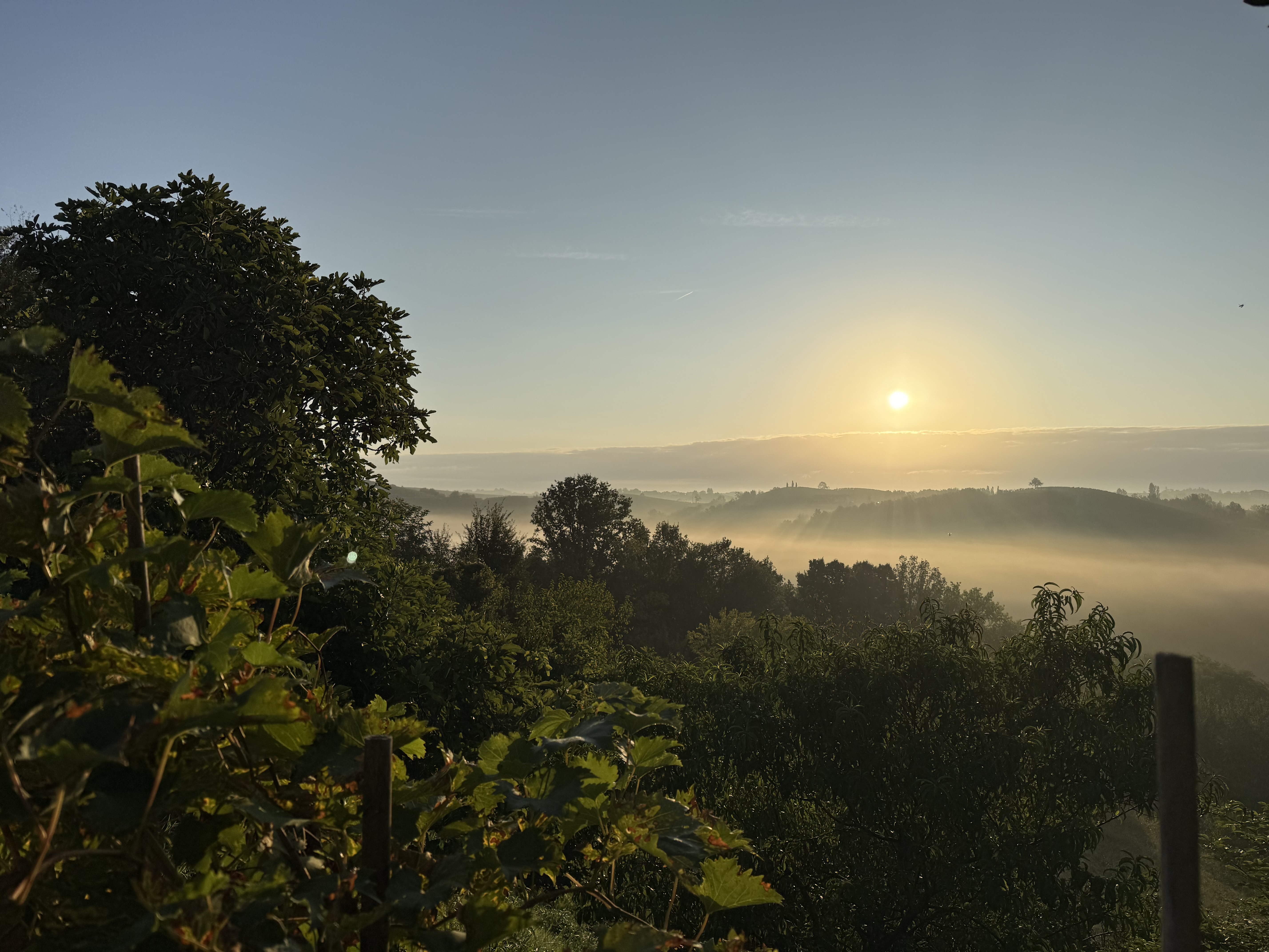 Zonsondergang over de heuvels van het Monferrato